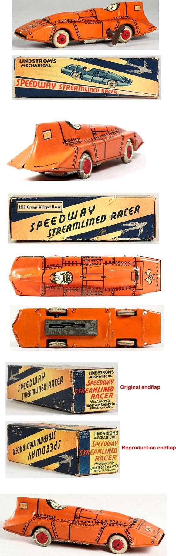 c.1933 Lindstrom, Orange Whippet Racer in Original Box